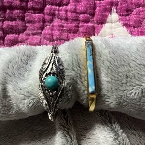 Silver and Gold Turquoise Women's Jewelry Set